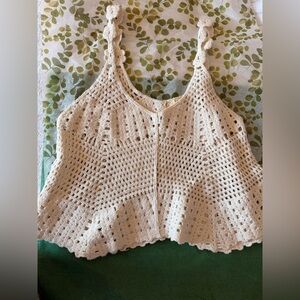 Handmade Cream Crochet Camisole Tank Top